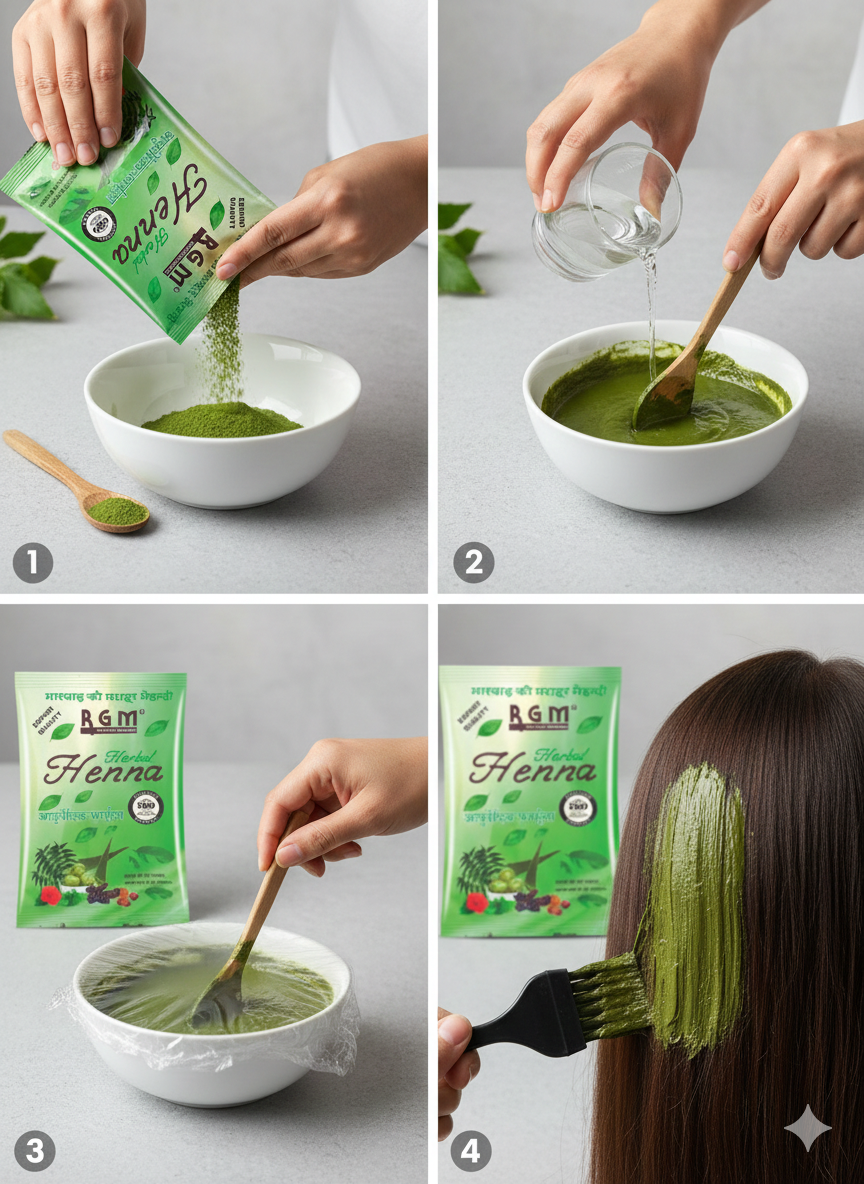 how to use rgm herbal henna 80gm